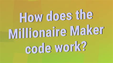 uk millionaire maker|what is a millionaire maker code.